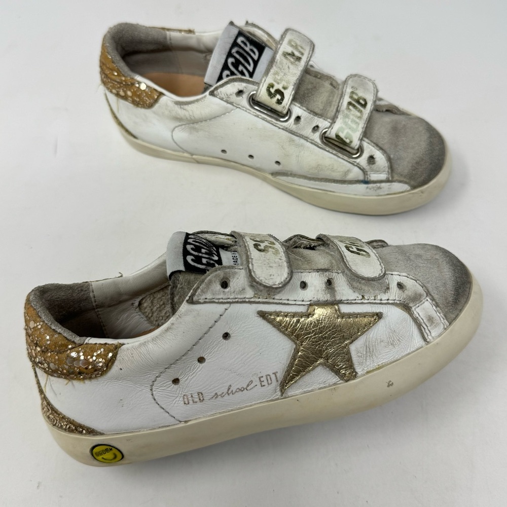 Golden Goose White and Gold Kids Sneakers